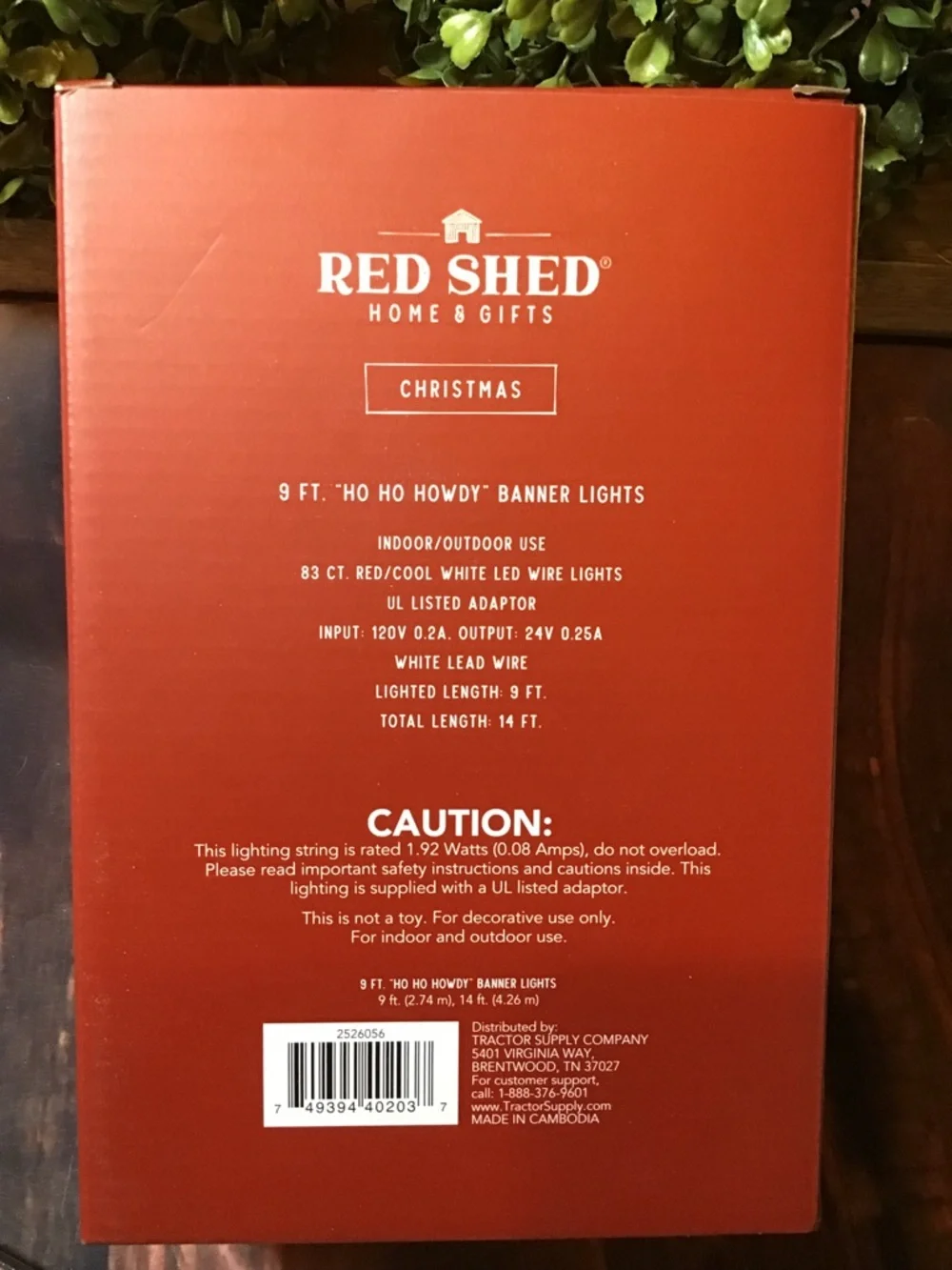 Red shed ‘HO HO HOWDY’ 9FT banner lights -new
